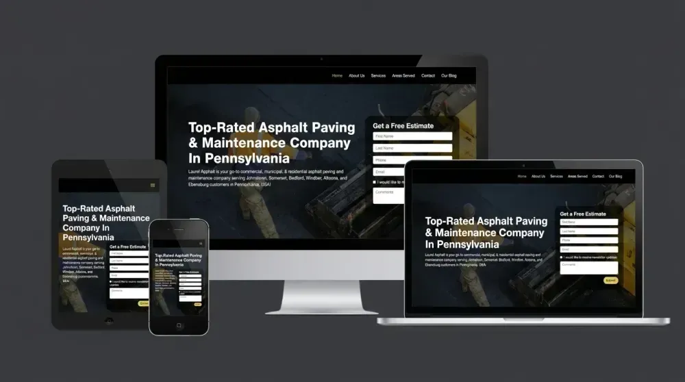 Concrete contractor lead generation website design with click-to-call buttons