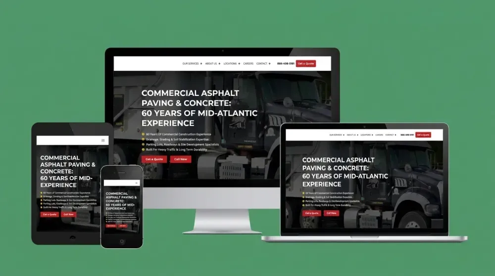 Commercial and industrial insulation contractor website design showcased across devices