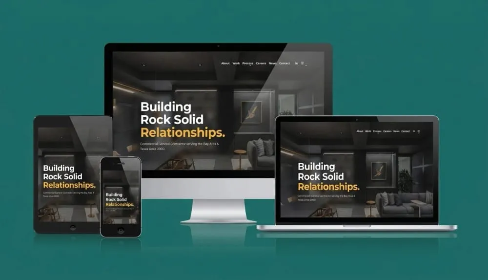 Contractor website design displayed across desktop, tablet, and mobile devices